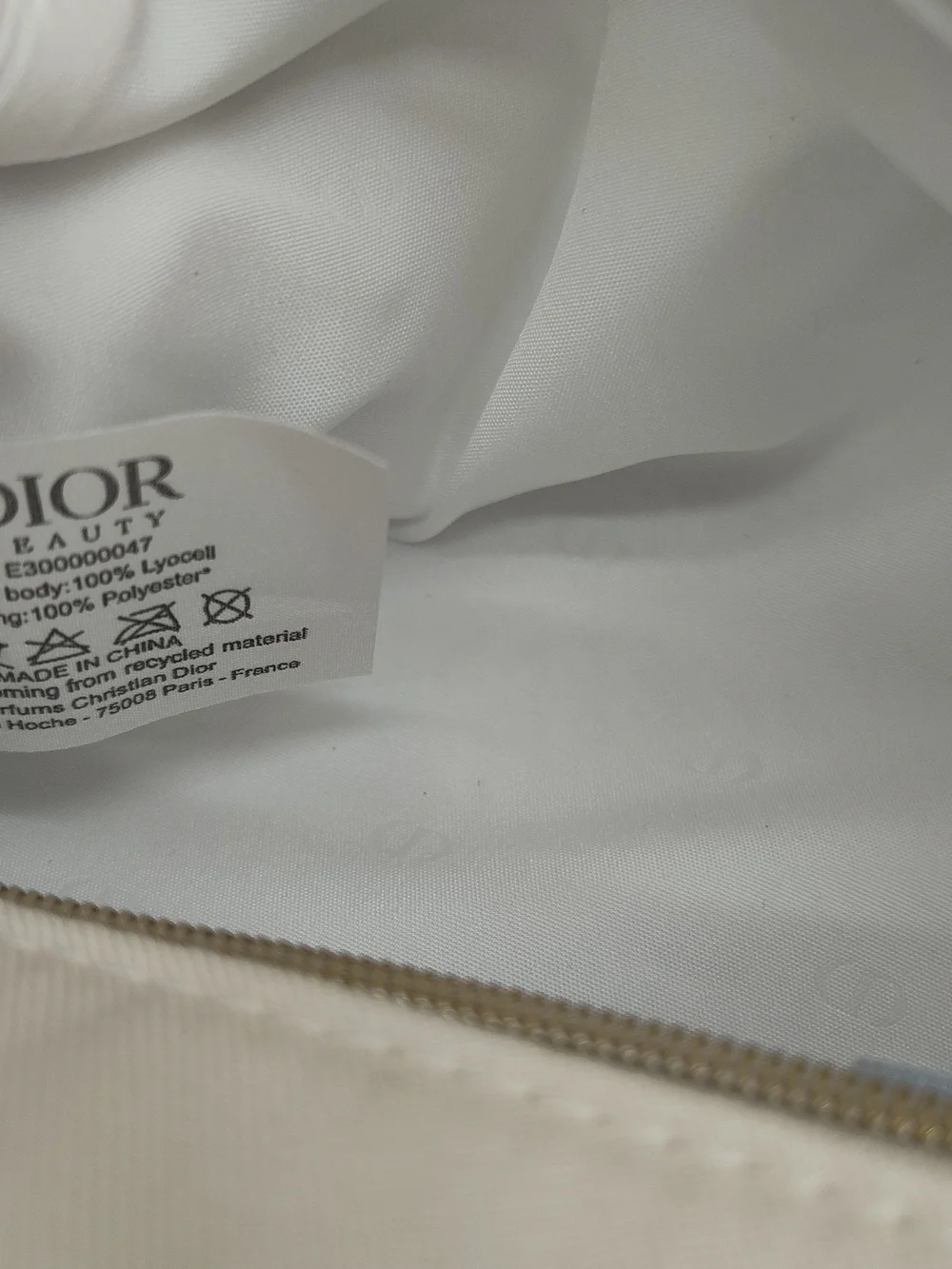 DIOR Beauty White Canvas Trousse Pouch Zip Cosmetic Bag Box Gift Set NIB